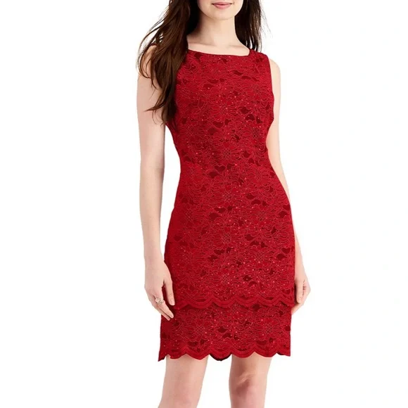 connected apparel | Dresses | Connected Sequinned Lace Tieredhem Sheath  Dress | Poshmark